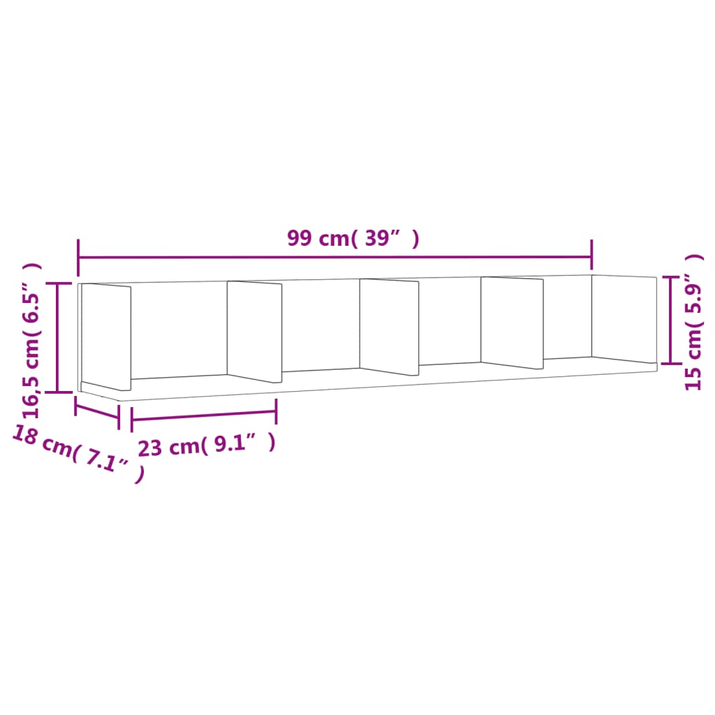 Mobili Parete 2 Pz 99X18X16,5 Cm In Multistrato Grigio Cemento