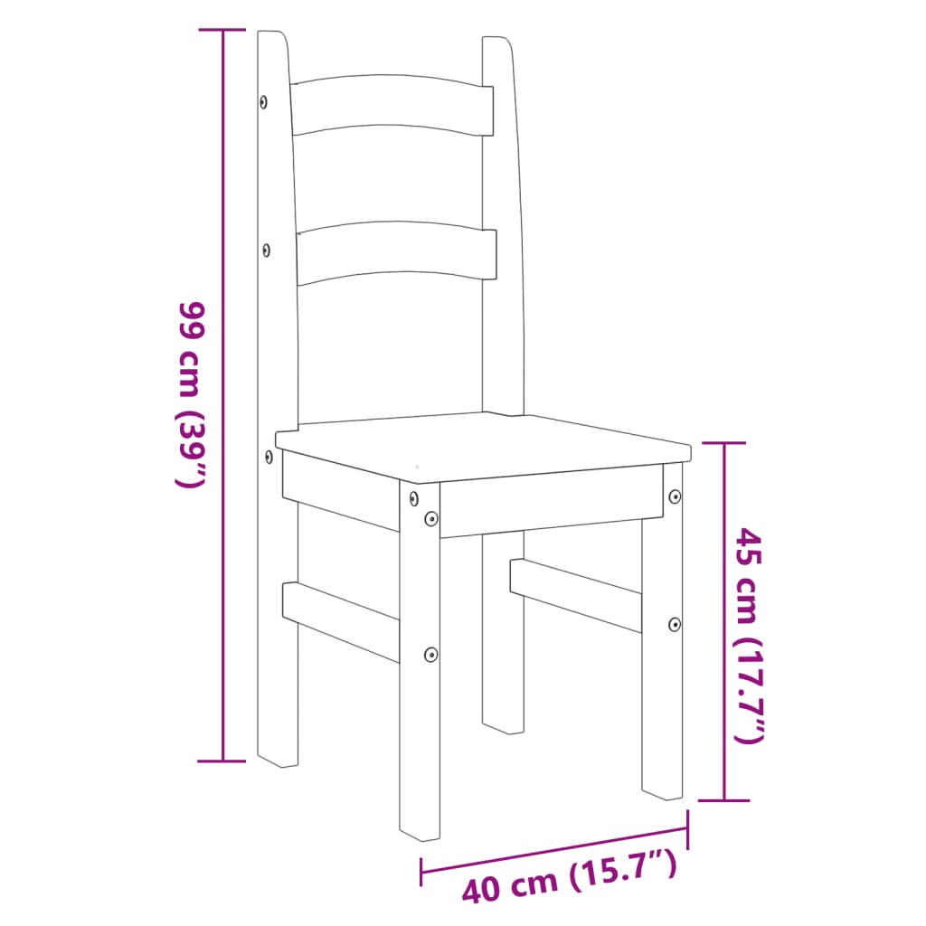 Sedie Da Pranzo 2 Pz Grigie 40X46X99 Cm Legno Massello Di Pino