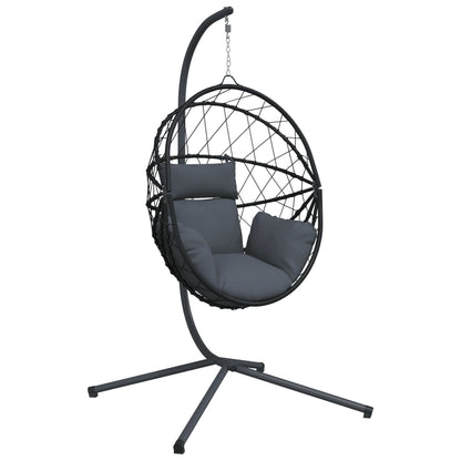 Sedia A Uovo Sospesa Con Supporto Polyrattan/Acciaio