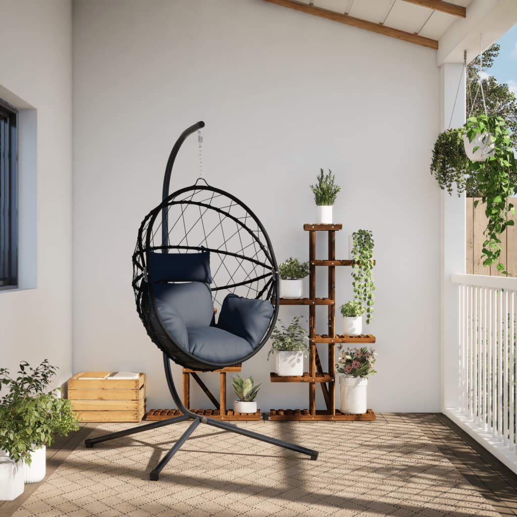 Sedia A Uovo Sospesa Con Supporto Polyrattan/Acciaio