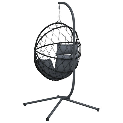 Sedia A Uovo Sospesa Con Supporto Polyrattan/Acciaio