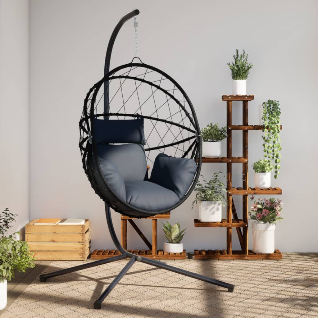 Sedia A Uovo Sospesa Con Supporto Polyrattan/Acciaio
