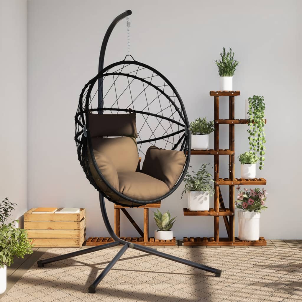 Sedia A Uovo Sospesa Con Supporto Polyrattan/Acciaio