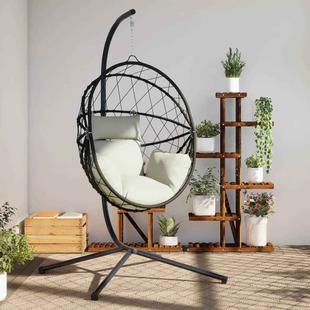 Sedia A Uovo Sospesa Con Supporto Polyrattan/Acciaio