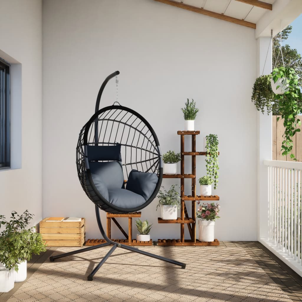 Sedia A Uovo Sospesa Con Supporto Polyrattan/Acciaio