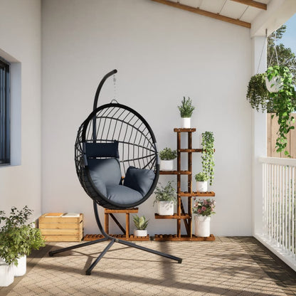 Sedia A Uovo Sospesa Con Supporto Polyrattan/Acciaio