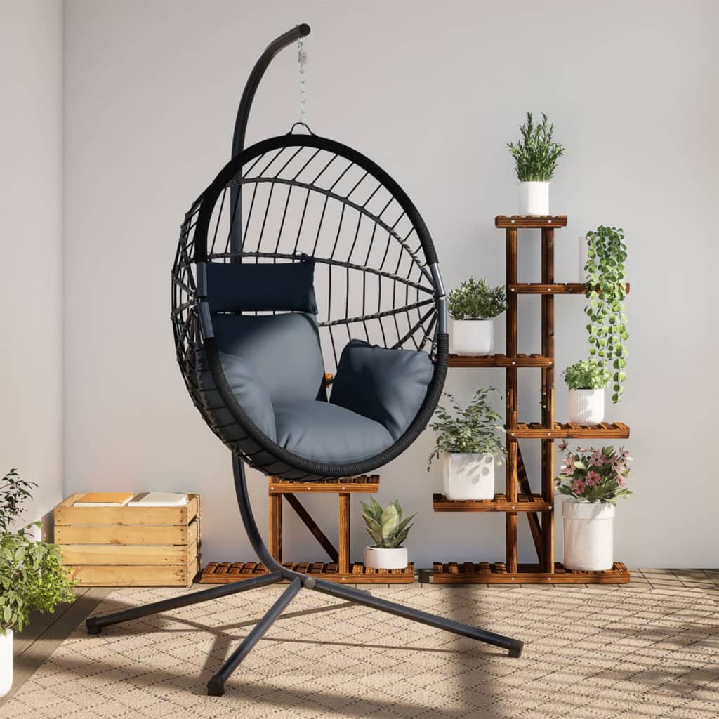 Sedia A Uovo Sospesa Con Supporto Polyrattan/Acciaio