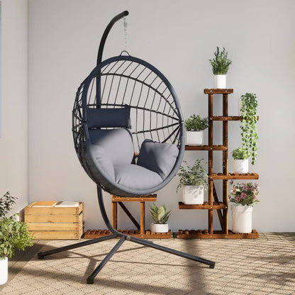 Sedia A Uovo Sospesa Con Supporto Polyrattan/Acciaio