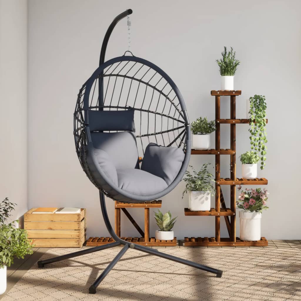 Sedia A Uovo Sospesa Con Supporto Polyrattan/Acciaio