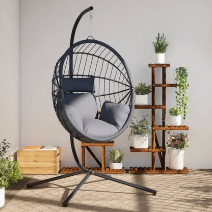 Sedia A Uovo Sospesa Con Supporto Polyrattan/Acciaio