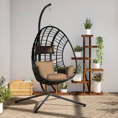 Sedia A Uovo Sospesa Con Supporto Polyrattan/Acciaio