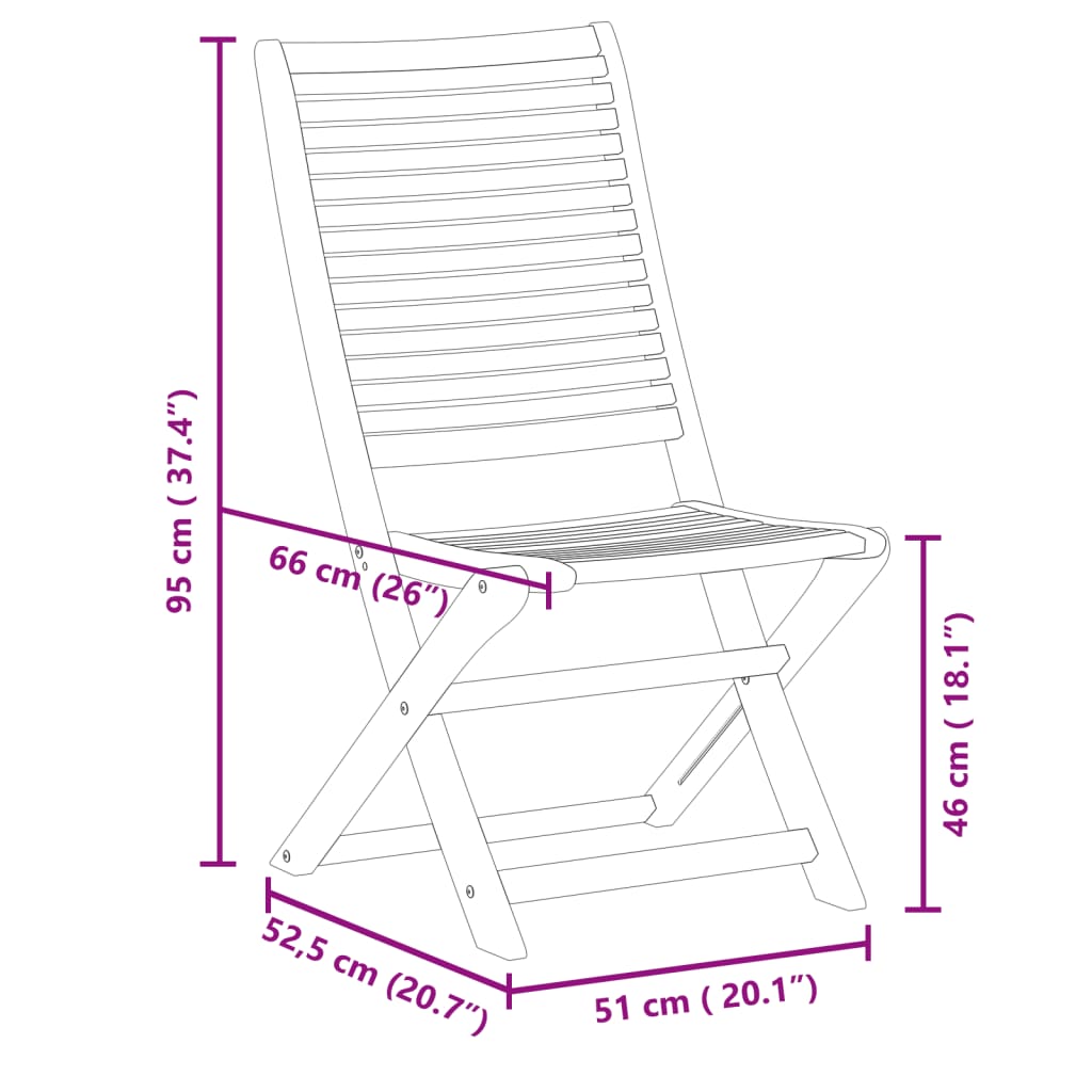 Sedie Da Giardino Pieghevoli 6 Pz 51X66X95 Cm Legno Di Acacia
