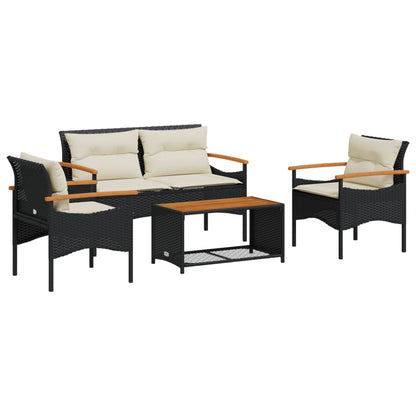 Set Divani Da Giardino 4 Pz Con Cuscini In Polyrattan