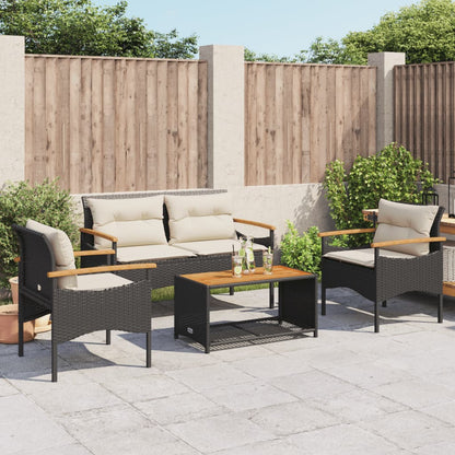 Set Divani Da Giardino 4 Pz Con Cuscini In Polyrattan