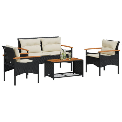 Set Divani Da Giardino 4 Pz Con Cuscini In Polyrattan