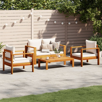Set Divano Da Giardino 3Pz Con Cuscini Legno Massello Di Acacia