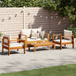 Set Divano Da Giardino 3Pz Con Cuscini Legno Massello Di Acacia