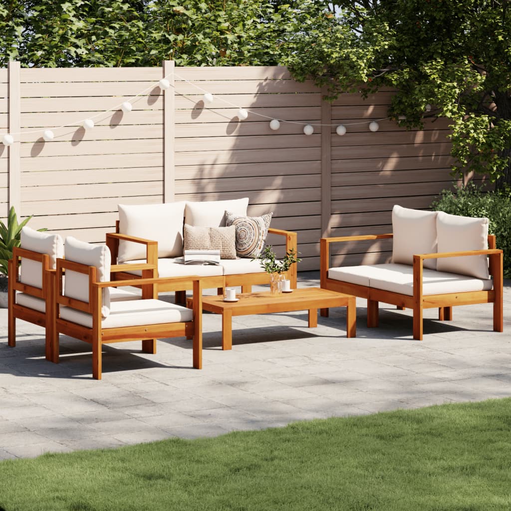 Set Divano Da Giardino 3Pz Con Cuscini Legno Massello Di Acacia