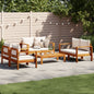 Set Divano Da Giardino 3Pz Con Cuscini Legno Massello Di Acacia