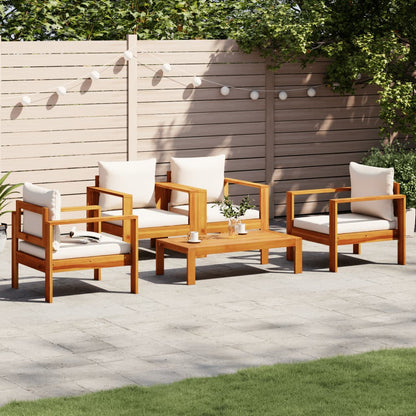 Set Divano Da Giardino 3Pz Con Cuscini Legno Massello Di Acacia