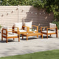 Set Divano Da Giardino 3Pz Con Cuscini Legno Massello Di Acacia
