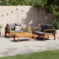 Set Divano Da Giardino 3Pz Con Cuscini Legno Massello Di Acacia