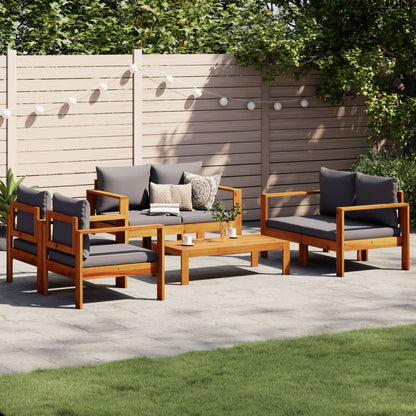 Set Divano Da Giardino 3Pz Con Cuscini Legno Massello Di Acacia