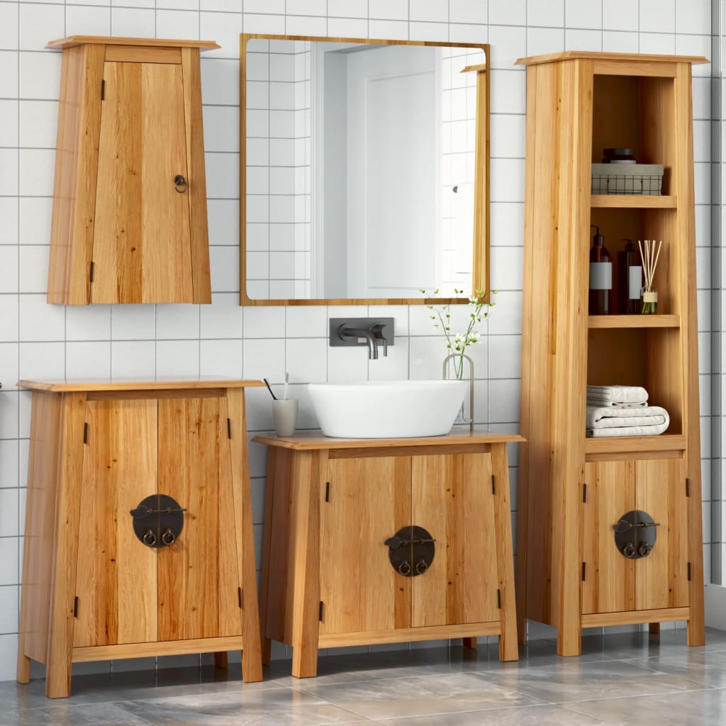 Set Mobili Da Bagno 2 Pz In Legno Massello Di Pino