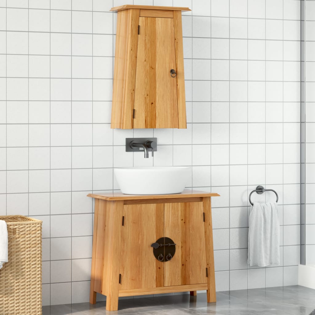 Set Mobili Da Bagno 2 Pz In Legno Massello Di Pino