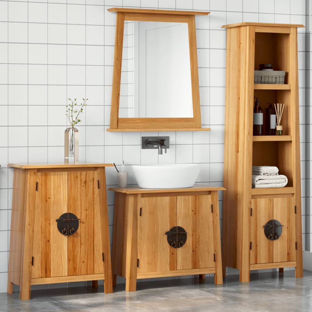 Set Mobili Da Bagno 2 Pz In Legno Massello Di Pino