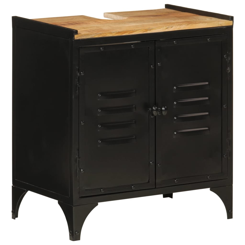 Set Mobili Da Bagno 5 Pz In Ferro E Legno Massello Di Mango
