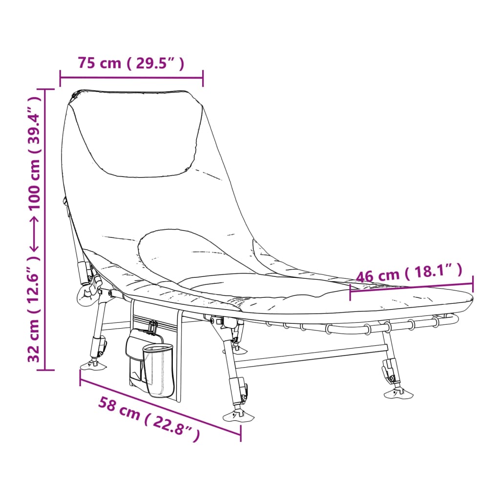 Letto Da Pesca Gambe Anti Fango Regolabili Pieghevole
