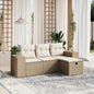 Set Divano Da Giardino 4 Pz Con Cuscini Beige In Polyrattan