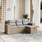 Set Divano Da Giardino 4 Pz Con Cuscini Beige In Polyrattan