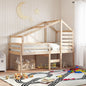 Letto A Soppalco Con Tetto Cera 90X190Cm Legno Massello Di Pino