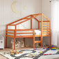 Letto A Soppalco Con Tetto Cera 90X190Cm Legno Massello Di Pino