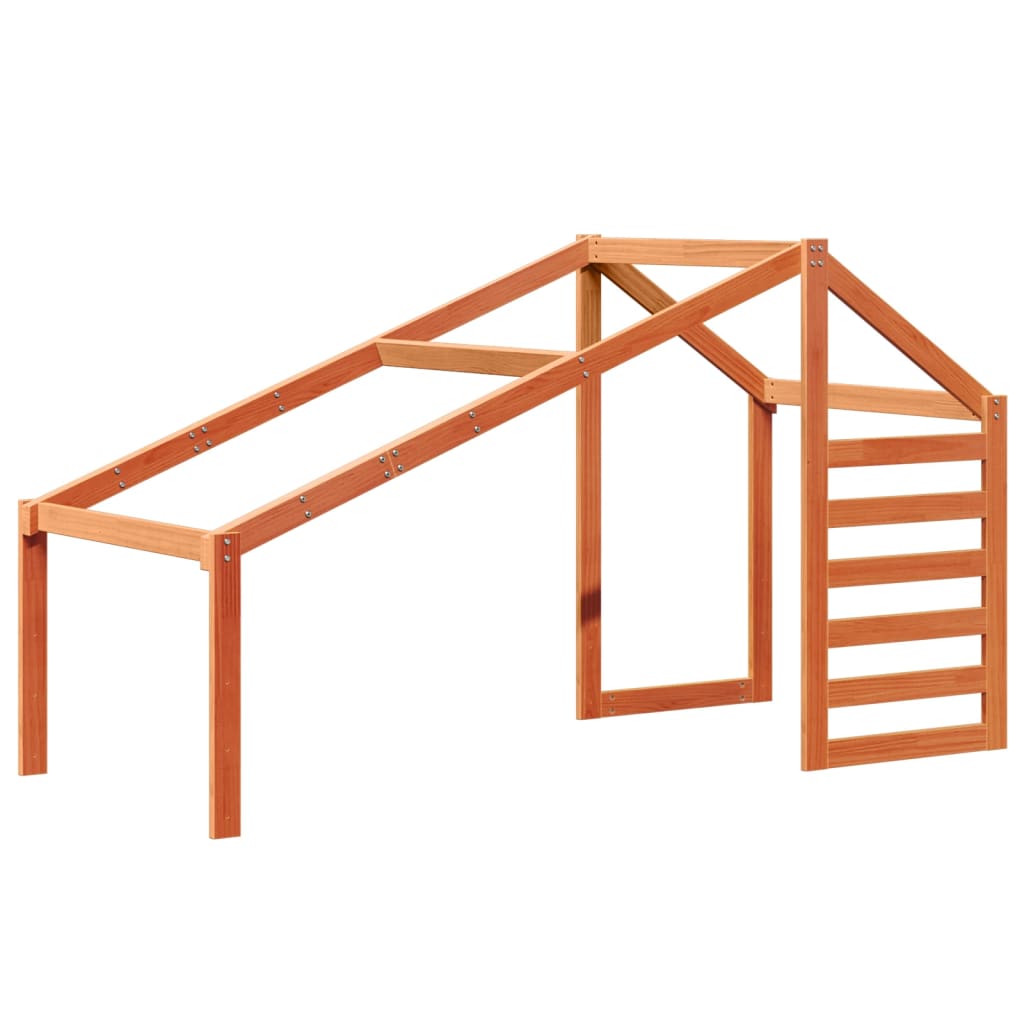 Letto A Soppalco Con Tetto Cera 90X190Cm Legno Massello Di Pino