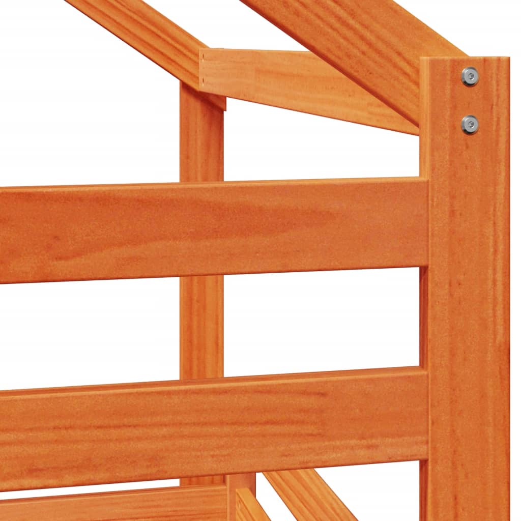 Letto A Soppalco Con Tetto Cera 90X190Cm Legno Massello Di Pino