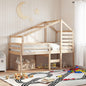 Letto A Soppalco Con Tetto Cera 90X190Cm Legno Massello Di Pino