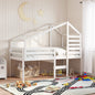 Letto A Soppalco Con Tetto Cera 90X190Cm Legno Massello Di Pino