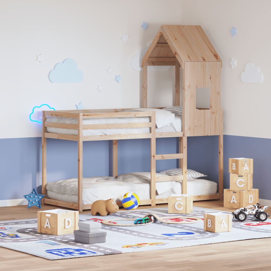 Letto A Castello Senza Materasso 90X190Cm Massello Pino