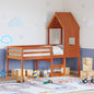 Letto A Soppalco Con Tetto In Legno Massello Di Pino