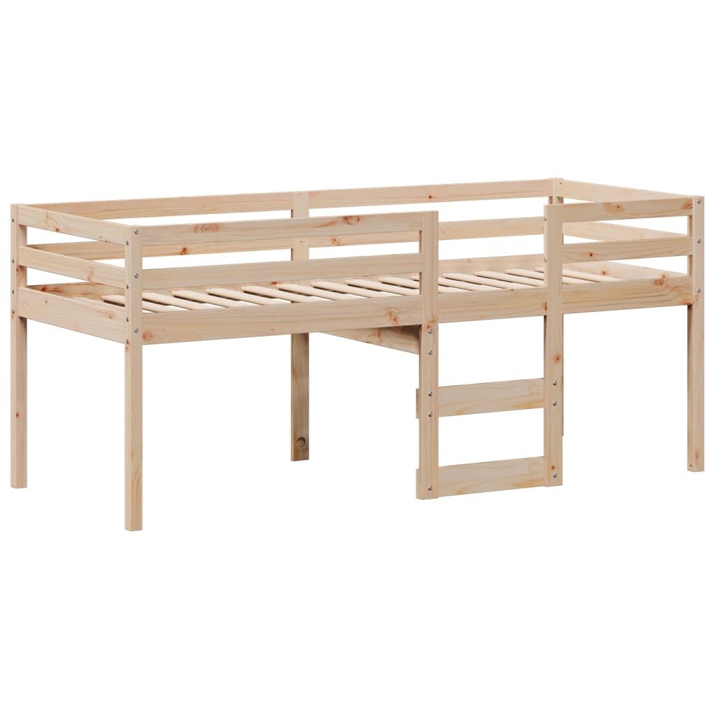Letto A Soppalco Con Tetto In Legno Massello Di Pino