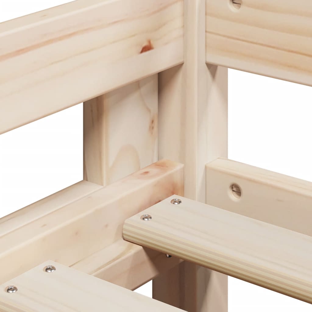Letto A Soppalco Con Tetto In Legno Massello Di Pino