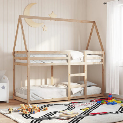 Letto A Castello Con Tetto Legno Massello Pino