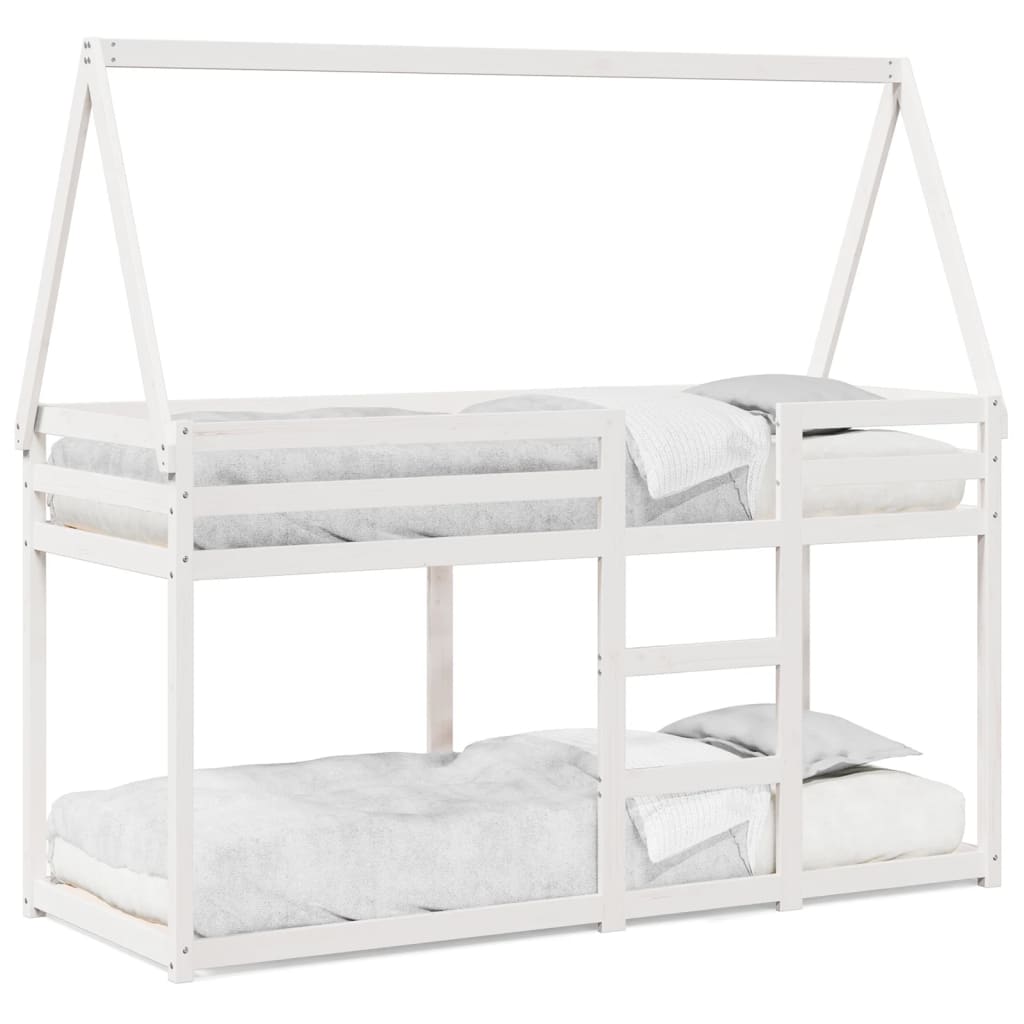 Letto A Castello Con Tetto Legno Massello Pino