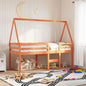 Letto A Soppalco Con Tetto In Legno Massello Di Pino