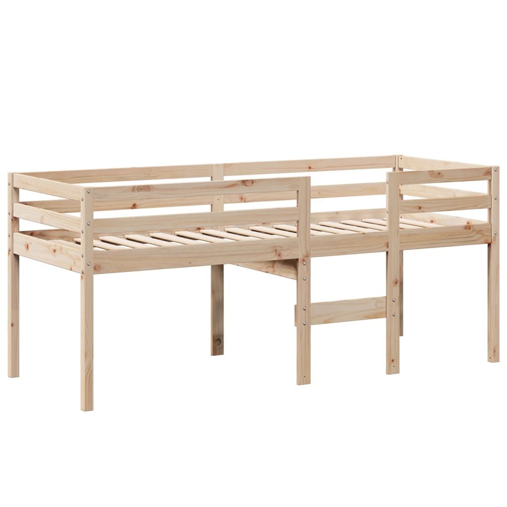 Letto A Soppalco Con Tetto In Legno Massello Di Pino