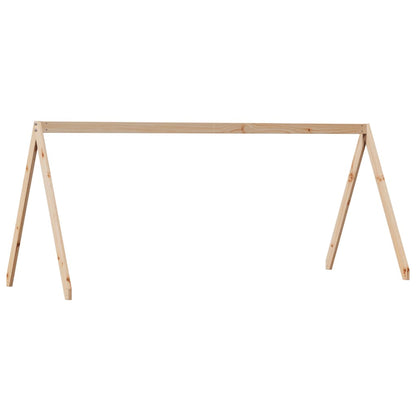 Letto A Soppalco Con Tetto In Legno Massello Di Pino