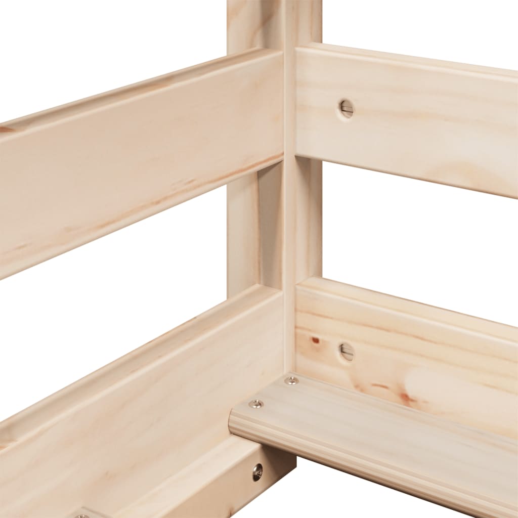 Letto A Soppalco Con Tetto In Legno Massello Di Pino